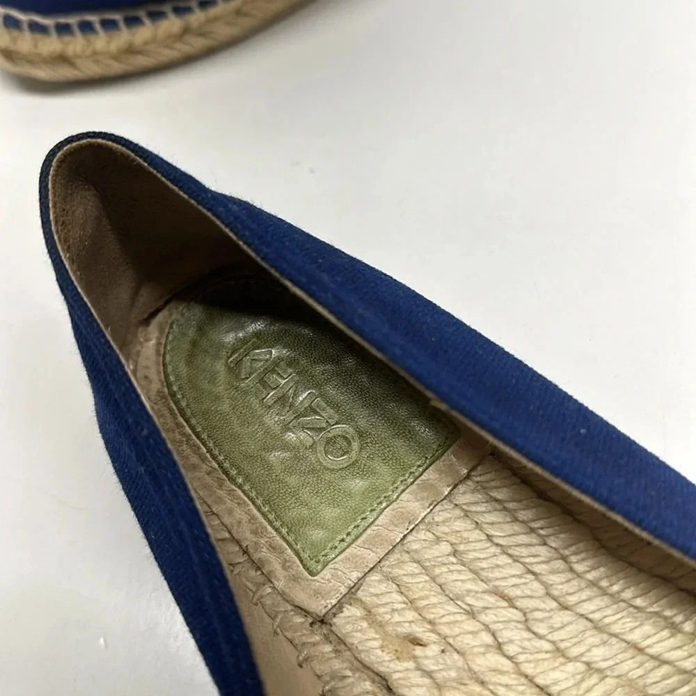 Kenzo Paris Espadrilles Flats Shoes Logo Slip On Royal Blue Women's Size 37 US 6 - Picture 6 of 10